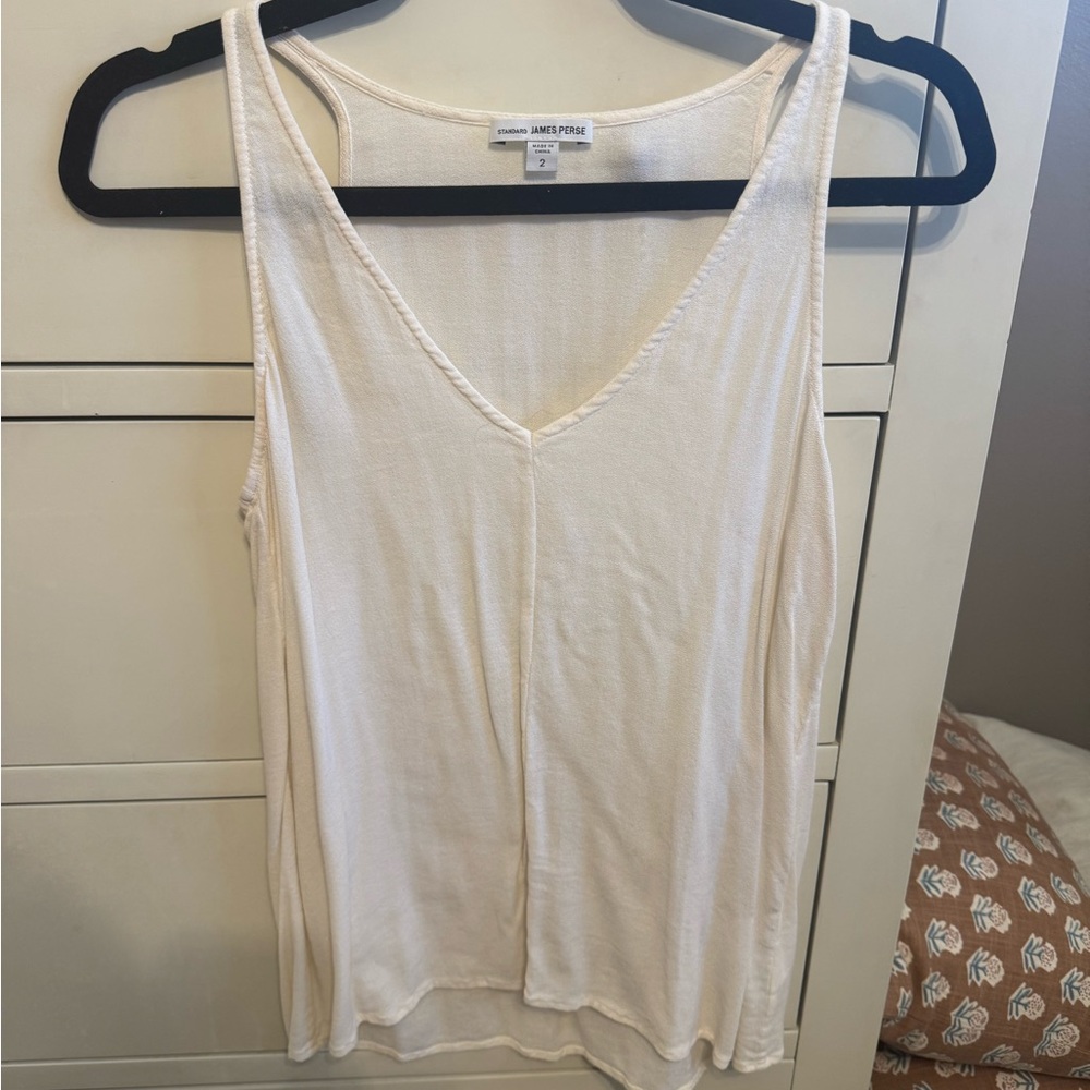 James Perse Cream Asymmetrical Sleeveless Tank Top
